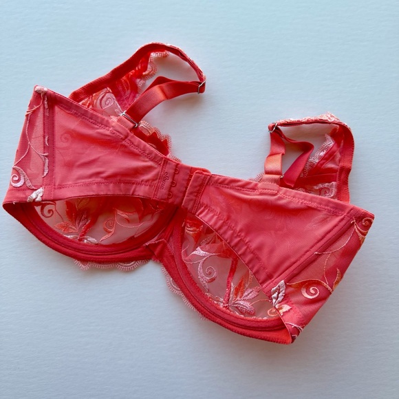 BUNDLE - Soma Sensuous Lace Unlined Underwire Bras Cream Coral Mocha 34G - Picture 4 of 11